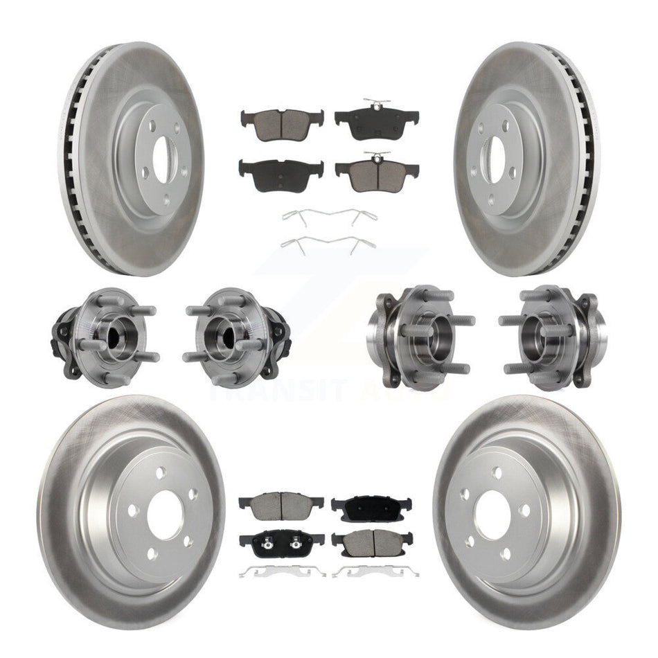 Front Rear Hub Bearing Coated Disc Brake Rotor Pad Kit (10Pc) For Lincoln Continental FWD KBB-127205