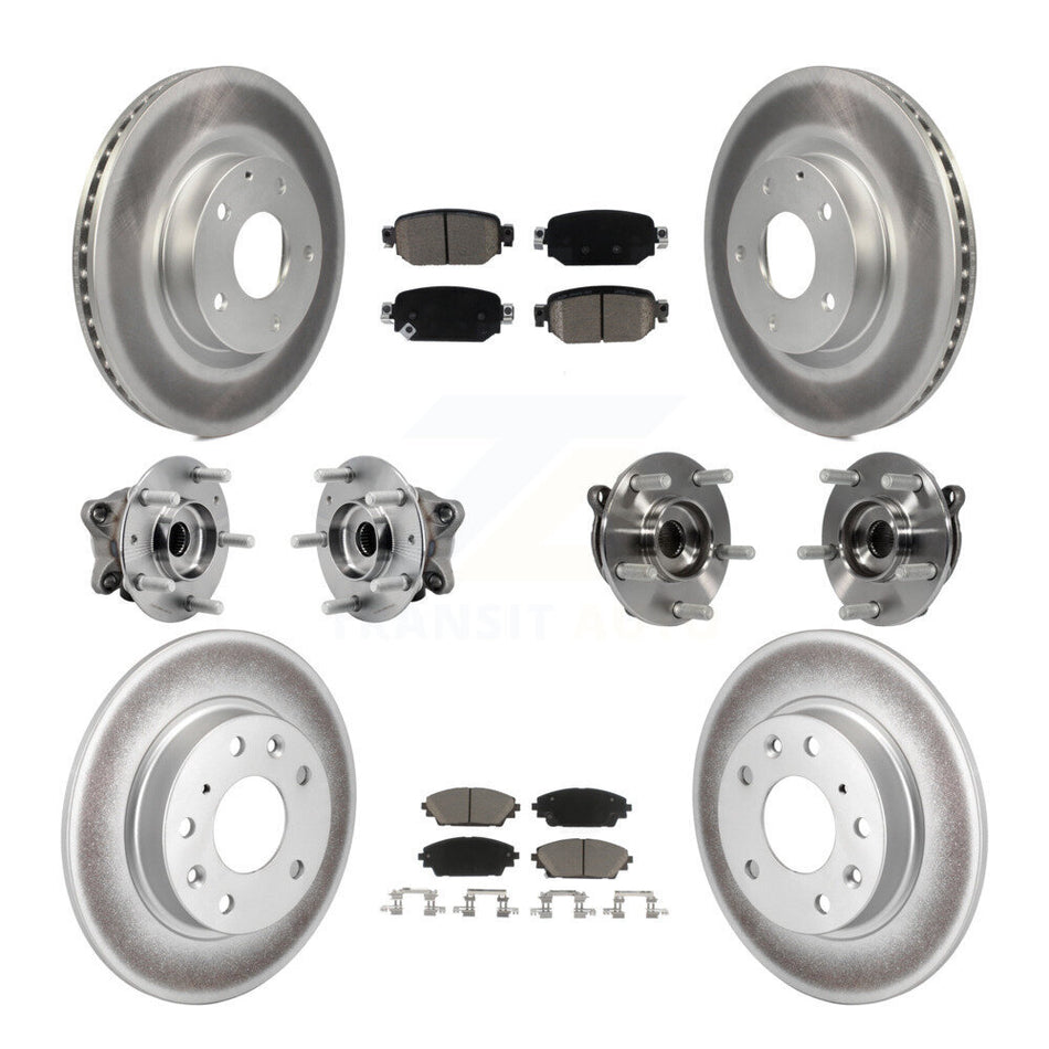 Front Rear Hub Bearing Coated Brake Rotor And Pad Kit (10Pc) For 2019-2021 Mazda CX-3 AWD KBB-127210