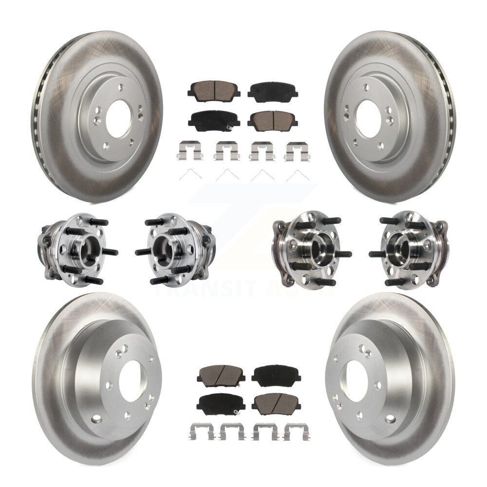 Front Rear Hub Bearing Coated Brake Rotor & Pads Kit (10Pc) For 2016-2020 Kia Sorento FWD KBB-127215