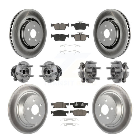 Front Rear Hub Bearing Coat Brake Rotor Pad Kit (10Pc) For Ford Edge Lincoln Nautilus MKX KBB-127218