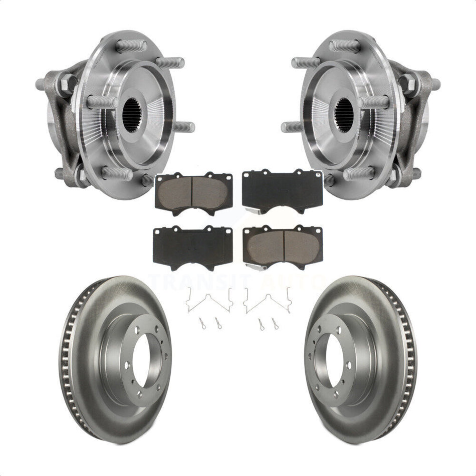 Front Hub Bearing Coated Brake Rotor And Pad Kit For 2010-2023 Toyota 4Runner Lexus GX460 KBB-127223