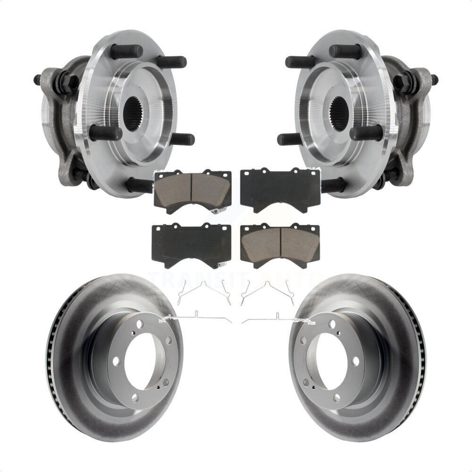 Front Hub Bearing Assembly Coated Disc Brake Rotor Pads Kit For Toyota Tundra Sequoia 4WD KBB-127225