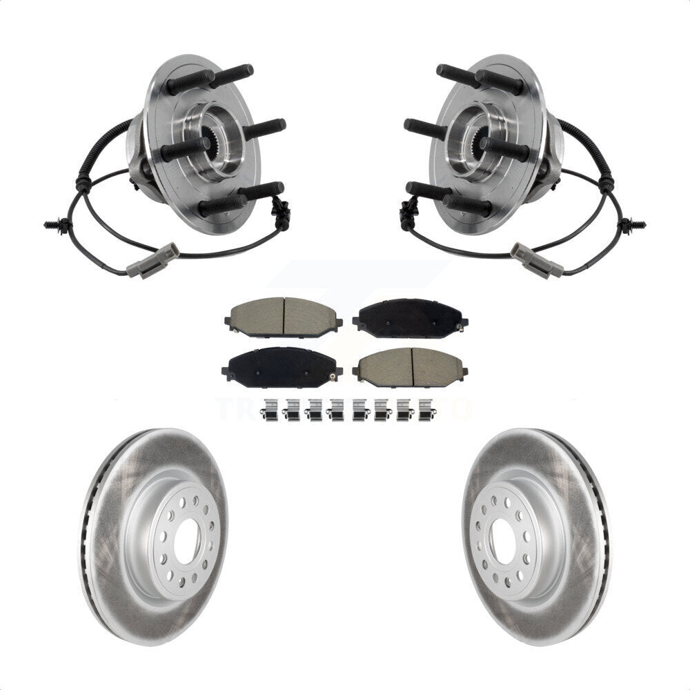 Front Hub Bearing Assembly Coat Brake Rotor Pads Kit For Ram 1500 With 22" Factory Wheels KBB-127233