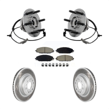 Front Hub Bearing Assembly Coat Brake Rotor Pads Kit For Ram 1500 With 22" Factory Wheels KBB-127233