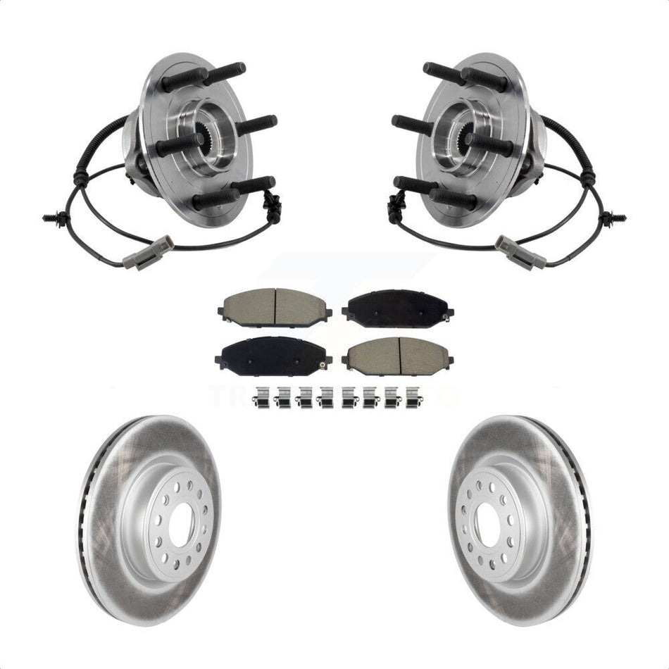 Front Hub Bearing Assembly Coat Brake Rotor Pads Kit For Ram 1500 With 22" Factory Wheels KBB-127233
