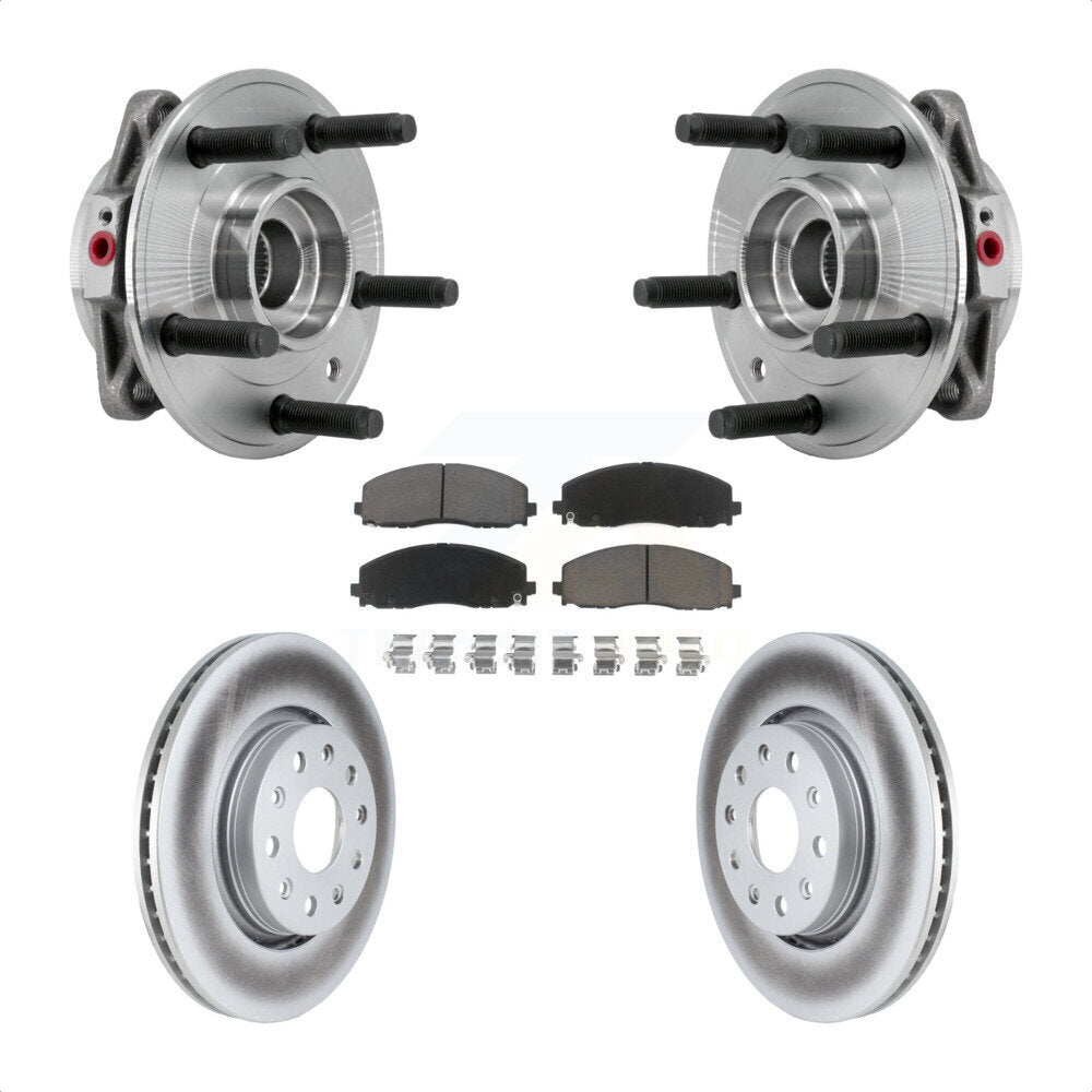 Front Hub Bearing Assembly Coated Disc Brake Rotor & Pads Kit For Jeep Wrangler Gladiator KBB-127241