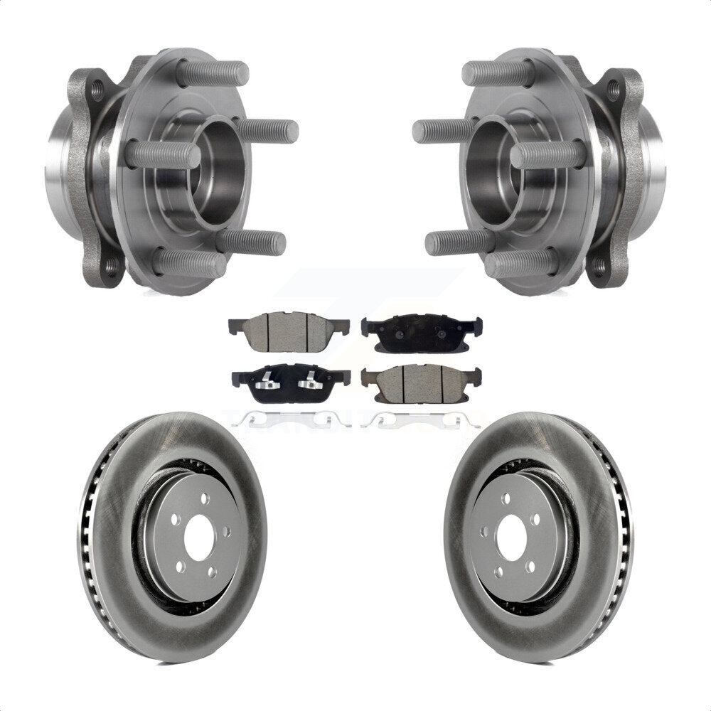 Front Hub Bearing Coated Brake Rotor Pad Kit For Lincoln Nautilus With Vented Rear Rotors KBB-127245