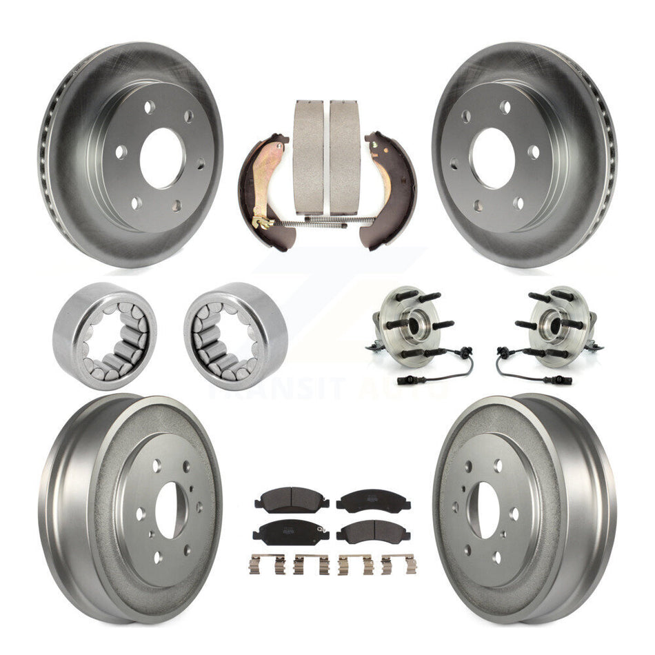 Front Rear Hub Bearing Coated Disc Brake Rotor & Pads Shoe Kit (10Pc) For GMC Sierra 1500 KBB-127253