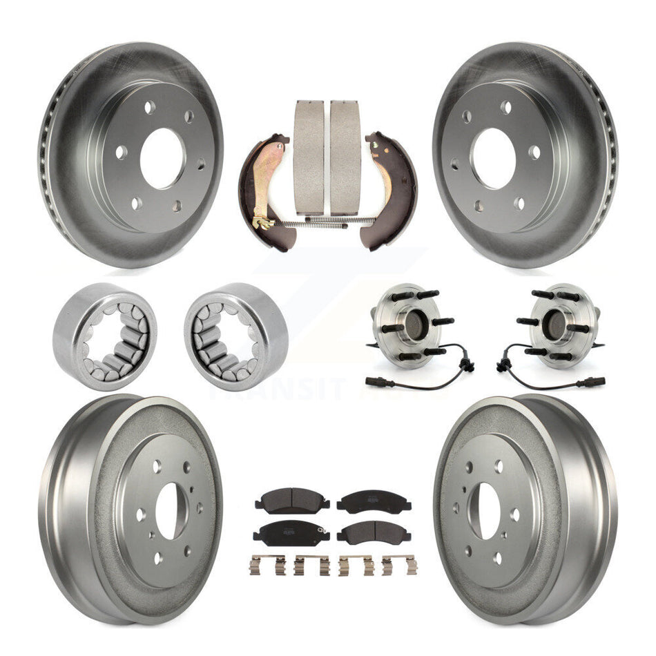 Front Rear Hub Bearing Coated Disc Brake Rotor & Pads Shoe Kit (10Pc) For GMC Sierra 1500 KBB-127254