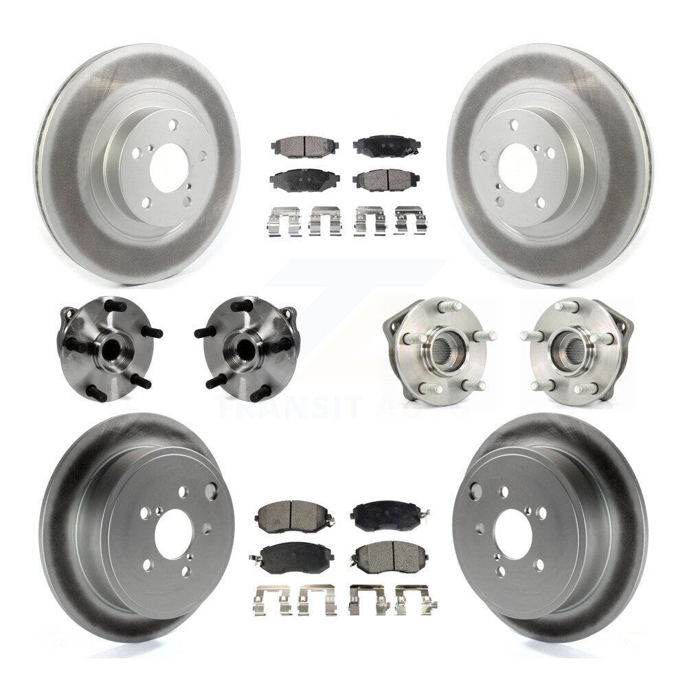 Front Rear Hub Bearings Coated Disc Brake Rotors And Pads Kit (10Pc) For Subaru Impreza KBB-127255