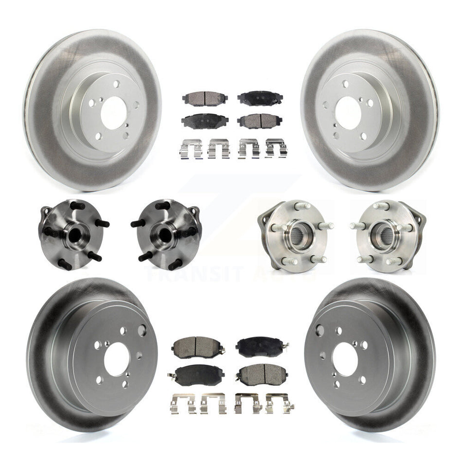 Front Rear Hub Bearings Coated Disc Brake Rotors And Pads Kit (10Pc) For Subaru Impreza KBB-127255