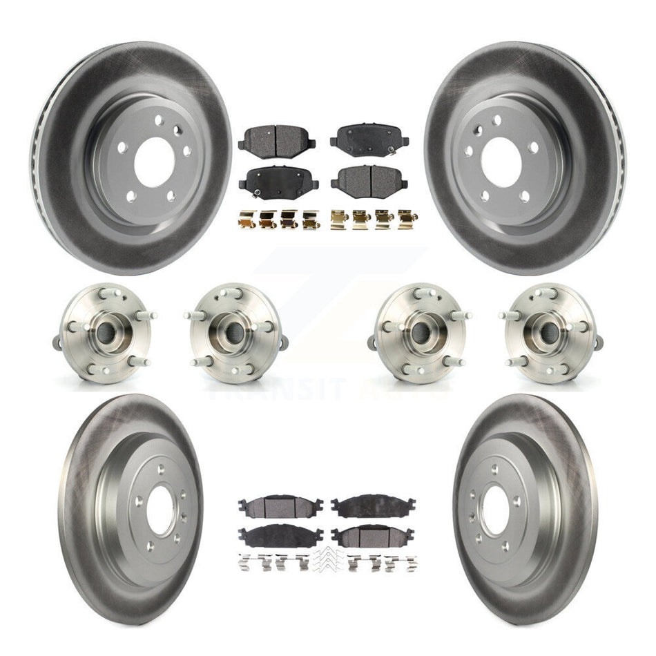 Front Rear Hub Bearings Coated Disc Brake Rotors And Pads Kit (10Pc) For Ford Explorer KBB-127268
