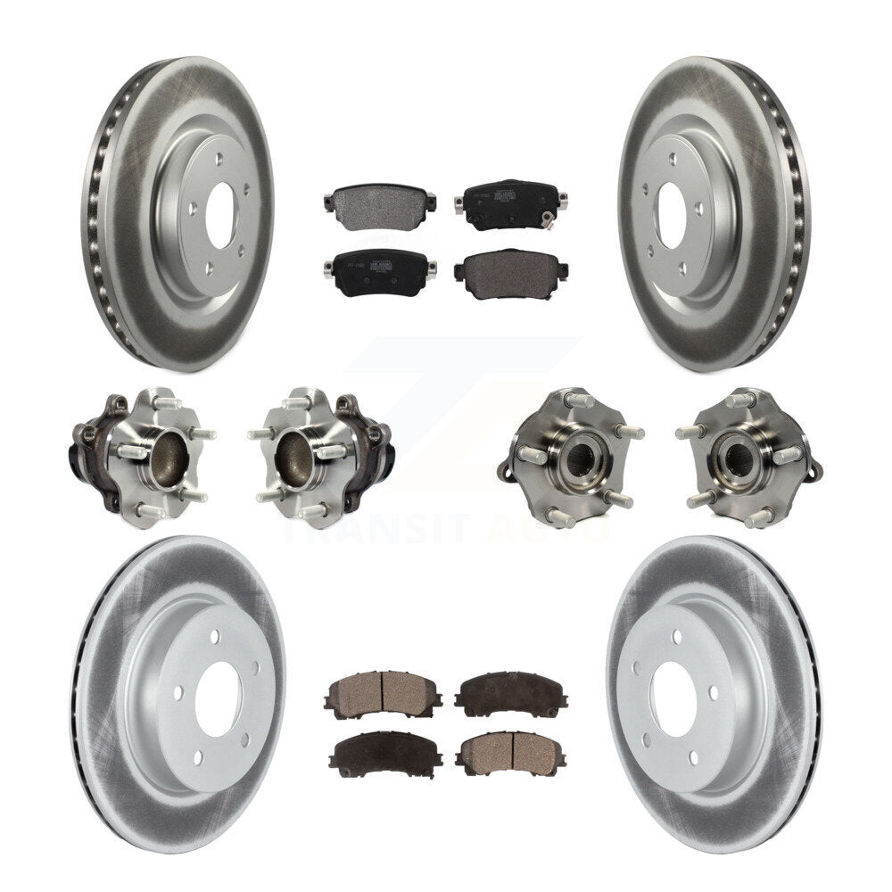 Front Rear Hub Bearings Coated Disc Brake Rotors And Pads Kit (10Pc) For Nissan Rogue KBB-127270