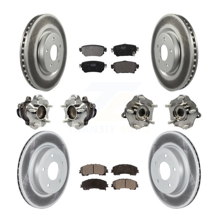 Front Rear Hub Bearings Coated Disc Brake Rotors And Pads Kit (10Pc) For Nissan Rogue KBB-127270