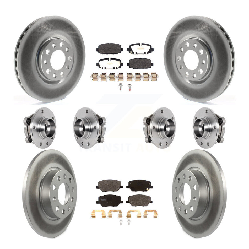 Front Rear Hub Bearings Coated Disc Brake Rotors And Pads Kit (10Pc) For Jeep Compass AWD KBB-127272