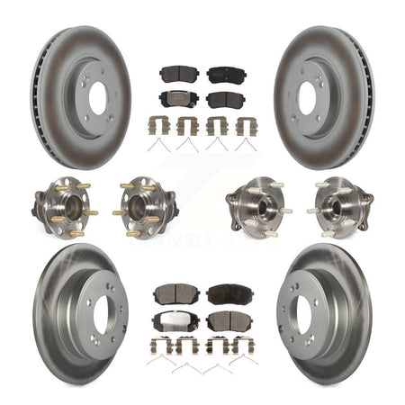 Front Rear Hub Bearings Coated Disc Brake Rotors And Pads Kit (10Pc) For Hyundai Sonata KBB-127275