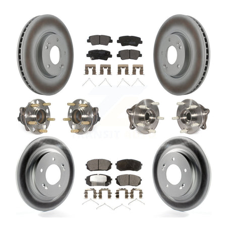 Front Rear Hub Bearings Coated Disc Brake Rotors And Pads Kit (10Pc) For Hyundai Sonata KBB-127276