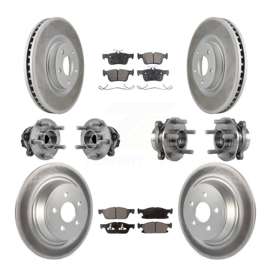 Front Rear Hub Bearing Coated Disc Brake Rotor Pad Kit (10Pc) For 2015-2018 Ford Edge FWD KBB-127277