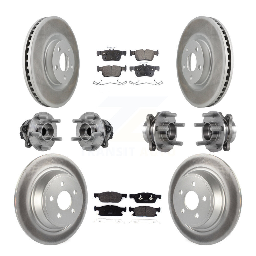 Front Rear Hub Bearing Coated Disc Brake Rotor Pad Kit (10Pc) For Lincoln Continental FWD KBB-127280