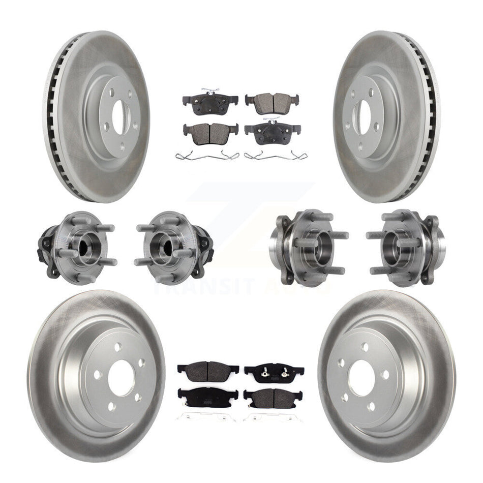 Front Rear Hub Bearing Coated Disc Brake Rotor Pad Kit (10Pc) For Lincoln Continental FWD KBB-127280