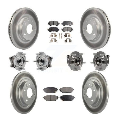 Front Rear Hub Bearing Coated Brake Rotor And Pad Kit (10Pc) For 2016-2018 Mazda CX-3 AWD KBB-127288