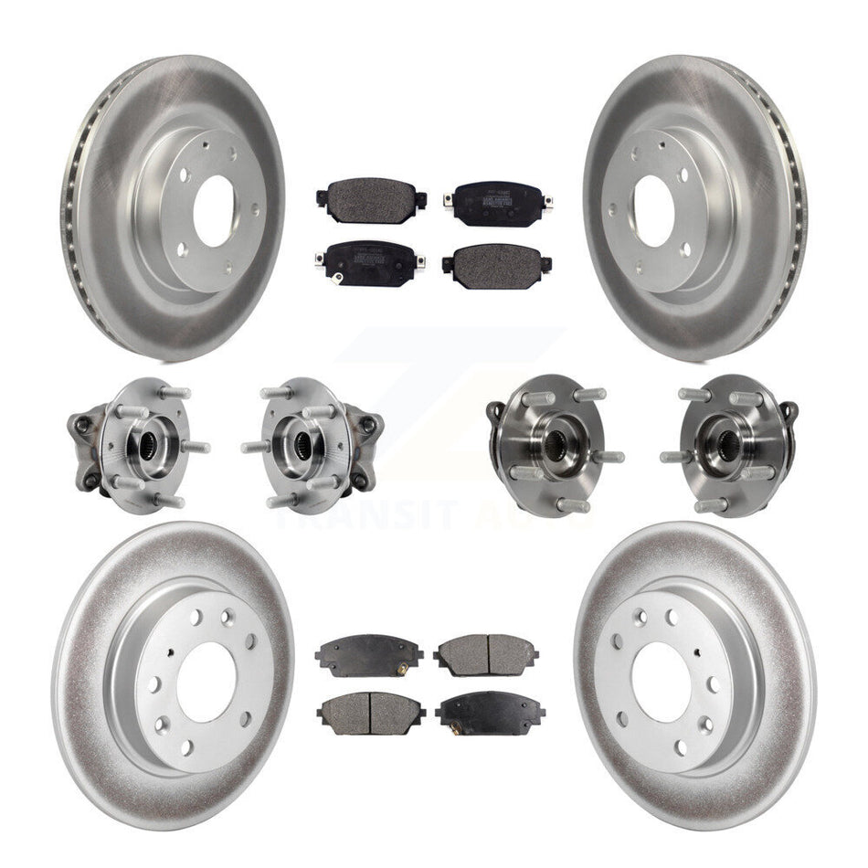 Front Rear Hub Bearing Coated Brake Rotor And Pad Kit (10Pc) For 2019-2021 Mazda CX-3 AWD KBB-127289