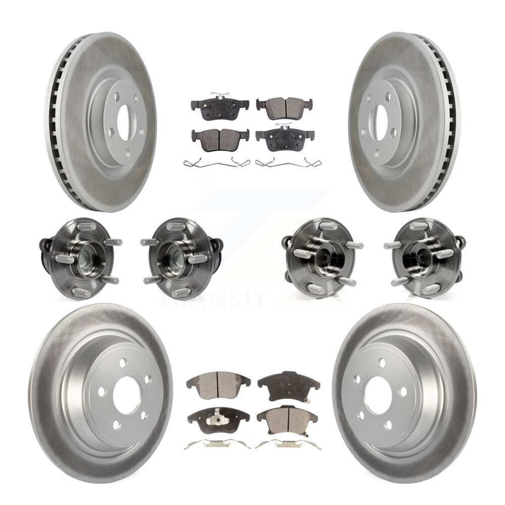 Front Rear Bearing Coat Brake Rotor Pads Kit (10Pc) For 2019-2020 Ford SSV Plug-In Hybrid KBB-127290