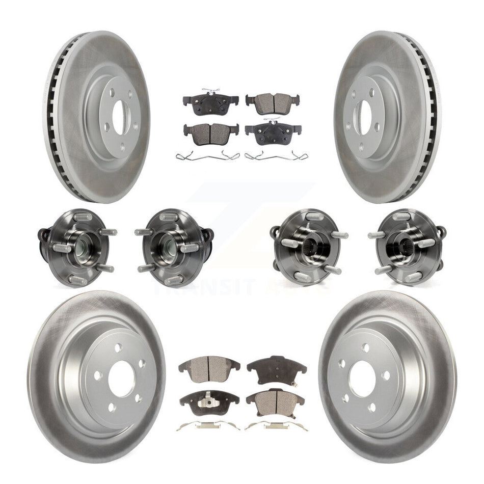 Front Rear Bearing Coat Brake Rotor Pads Kit (10Pc) For 2019-2020 Ford SSV Plug-In Hybrid KBB-127290