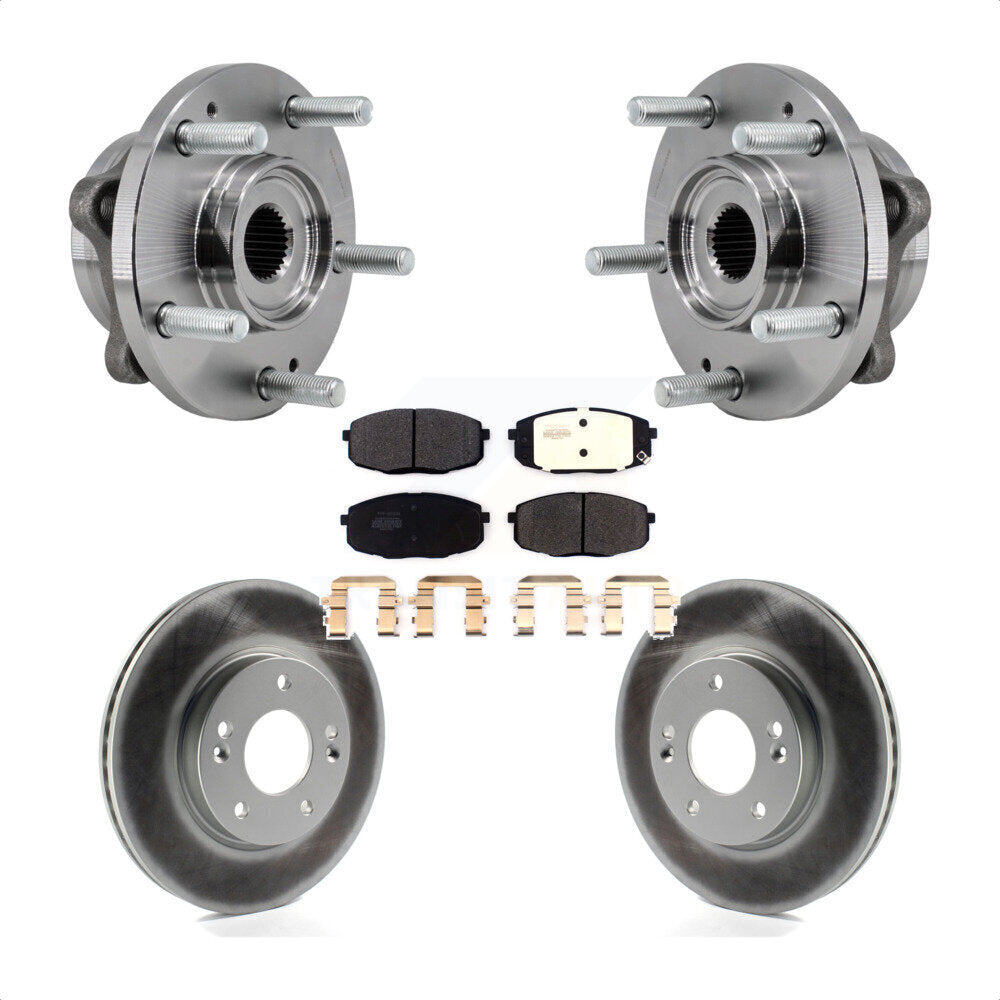 Front Hub Bearing Coated Brake Rotor & Pad Kit For 2017-2019 Kia Soul Naturally Aspirated KBB-127303