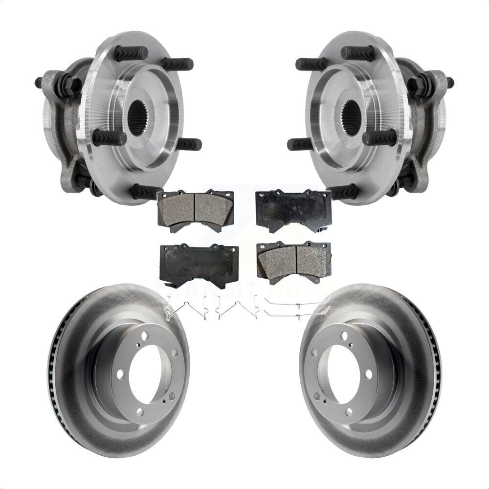 Front Hub Bearing Assembly Coated Disc Brake Rotor Pads Kit For Toyota Tundra Sequoia 4WD KBB-127310