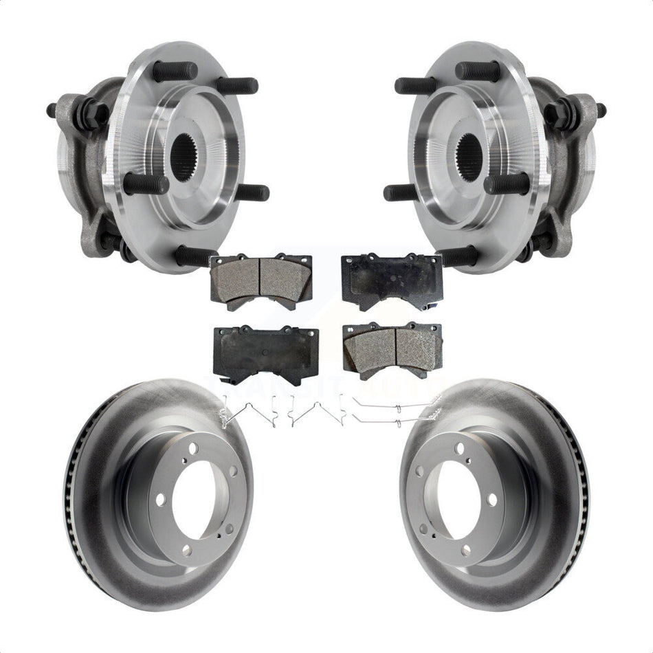 Front Hub Bearing Assembly Coated Disc Brake Rotor Pads Kit For Toyota Tundra Sequoia 4WD KBB-127310
