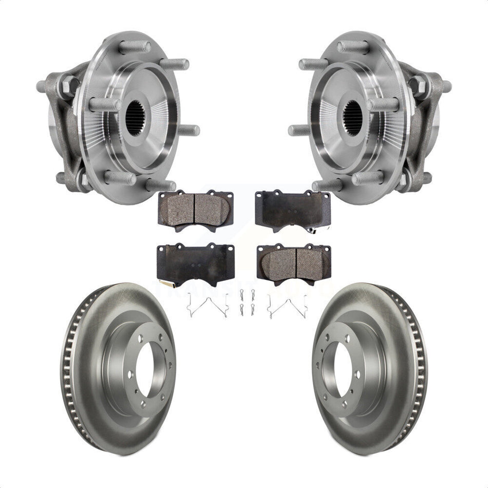 Front Hub Bearing Coated Brake Rotor And Pad Kit For 2010-2023 Toyota 4Runner Lexus GX460 KBB-127324