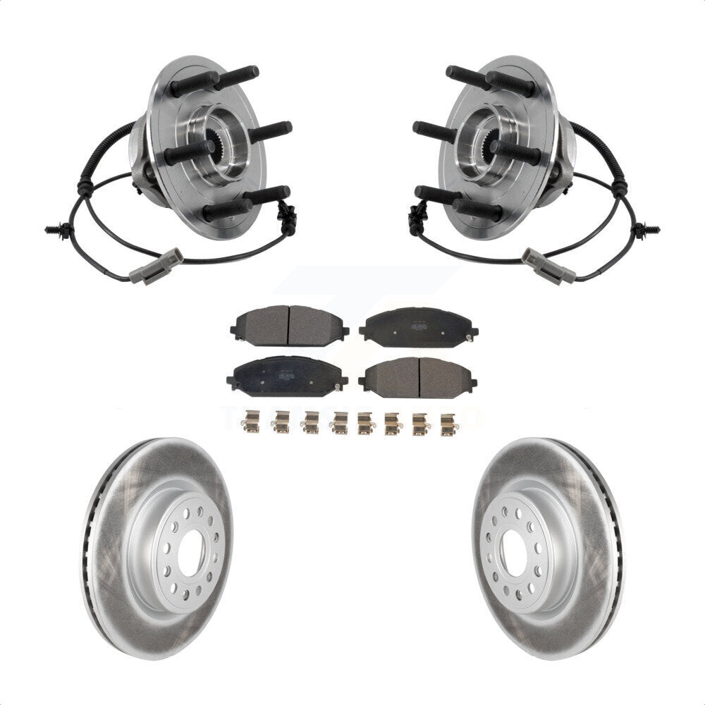 Front Hub Bearing Assembly Coat Brake Rotor Pads Kit For Ram 1500 With 22" Factory Wheels KBB-127327