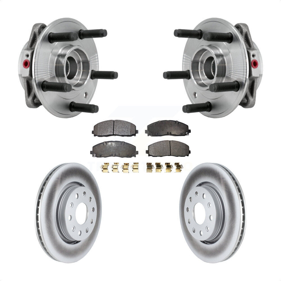 Front Hub Bearing Assembly Coated Disc Brake Rotor & Pads Kit For Jeep Wrangler Gladiator KBB-127328