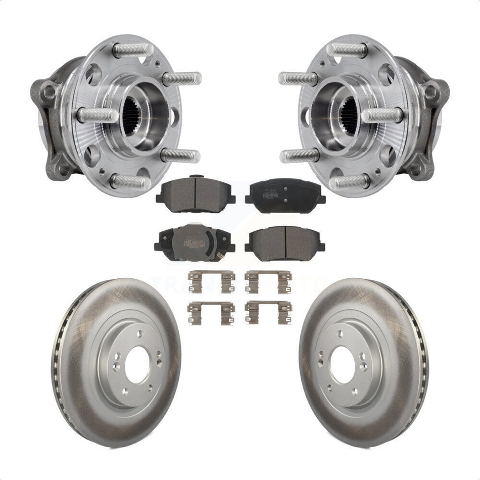 Front Hub Bearing Assembly Coated Disc Brake Rotor Pad Kit For 2019-2020 Hyundai Santa Fe KBB-127332
