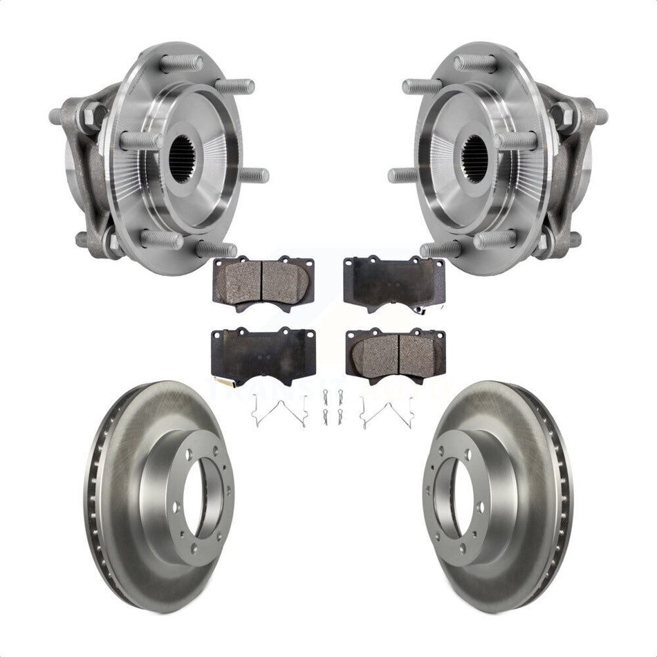 Front Hub Bearing Coated Brake Rotor And Pad Kit For Toyota Tacoma 4Runner FJ Cruiser 4WD KBB-127334