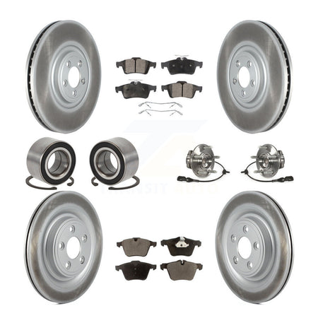 Front Rear Hub Bearings Coated Disc Brake Rotors And Pads Shoes Kit (10Pc) For Jaguar XF KBB-127336