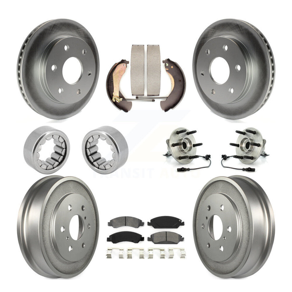 Front Rear Hub Bearing Coated Disc Brake Rotor & Pads Shoe Kit (10Pc) For GMC Sierra 1500 KBB-127341