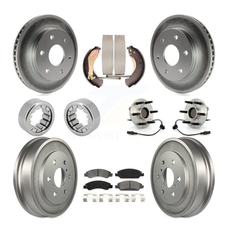 Front Rear Hub Bearing Coated Disc Brake Rotor & Pads Shoe Kit (10Pc) For GMC Sierra 1500 KBB-127342