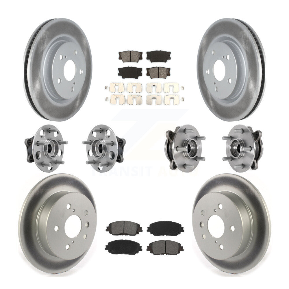 Front Rear Hub Bearings Coated Disc Brake Rotors And Pads Kit (10Pc) For Toyota Camry KBB-127343