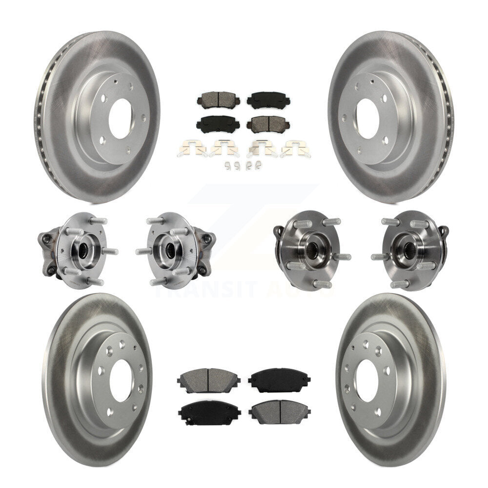 Front Rear Hub Bearing Coated Brake Rotor And Pad Kit (10Pc) For 2016-2018 Mazda CX-3 AWD KBB-127347