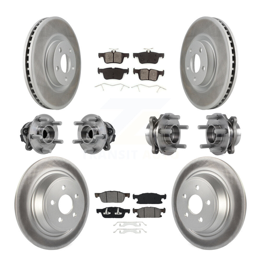 Front Rear Hub Bearing Coated Disc Brake Rotor Pad Kit (10Pc) For 2015-2018 Ford Edge FWD KBB-127353