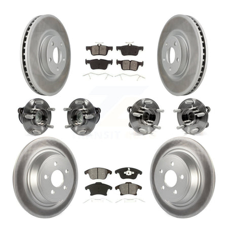 Front Rear Bearing Coat Brake Rotor Pads Kit (10Pc) For 2019-2020 Ford SSV Plug-In Hybrid KBB-127356