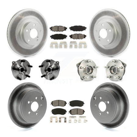 Front Rear Hub Bearings Coated Disc Brake Rotors And Pads Kit (10Pc) For Subaru Impreza KBB-127357