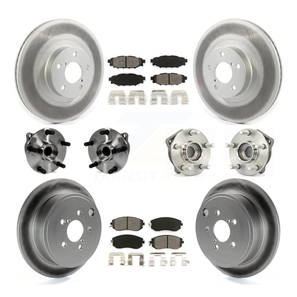 Front Rear Hub Bearings Coated Disc Brake Rotors And Pads Kit (10Pc) For Subaru Impreza KBB-127357