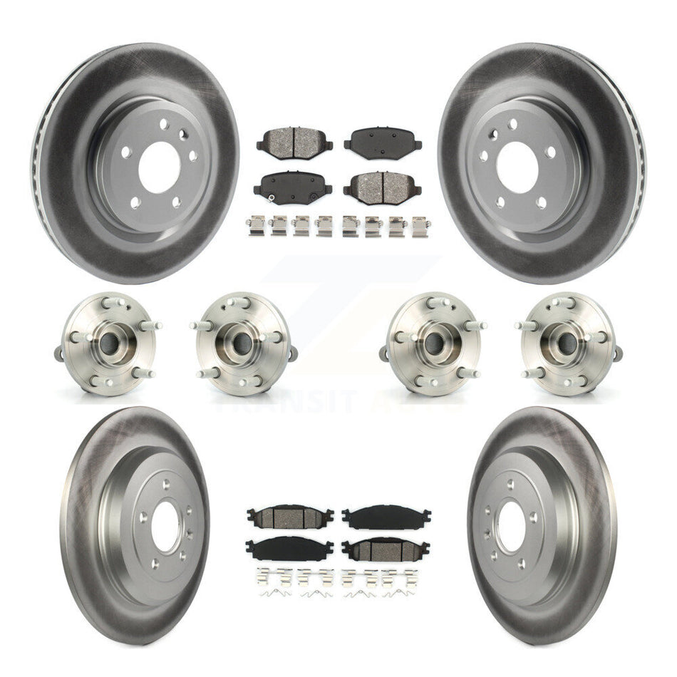 Front Rear Hub Bearings Coated Disc Brake Rotors And Pads Kit (10Pc) For Ford Explorer KBB-127358