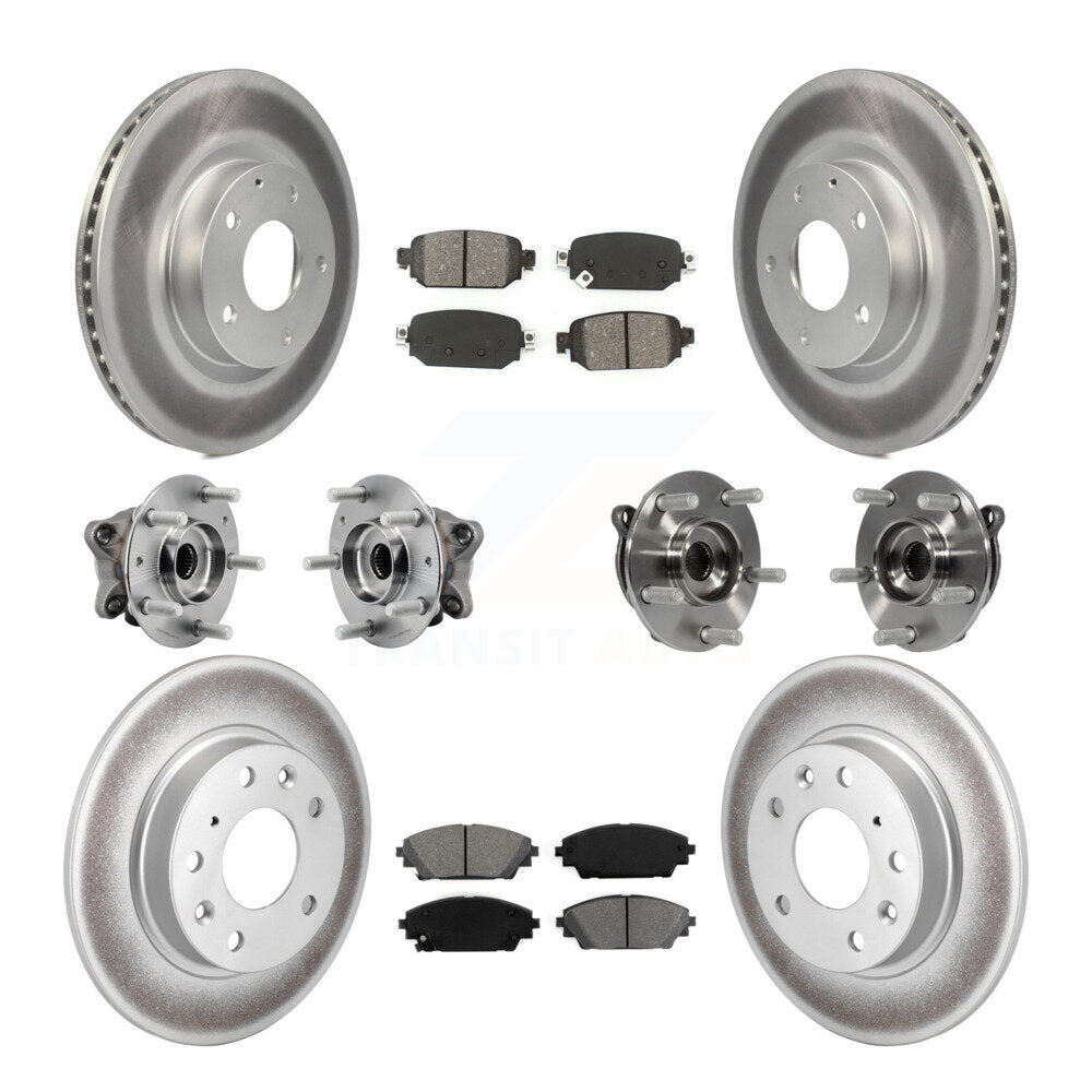 Front Rear Hub Bearing Coated Brake Rotor And Pad Kit (10Pc) For 2019-2021 Mazda CX-3 AWD KBB-127364