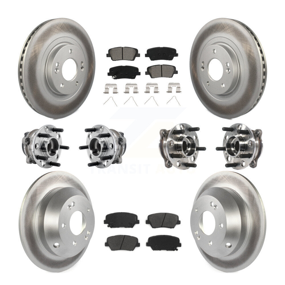 Front Rear Hub Bearing Coated Brake Rotor & Pads Kit (10Pc) For 2016-2020 Kia Sorento FWD KBB-127367