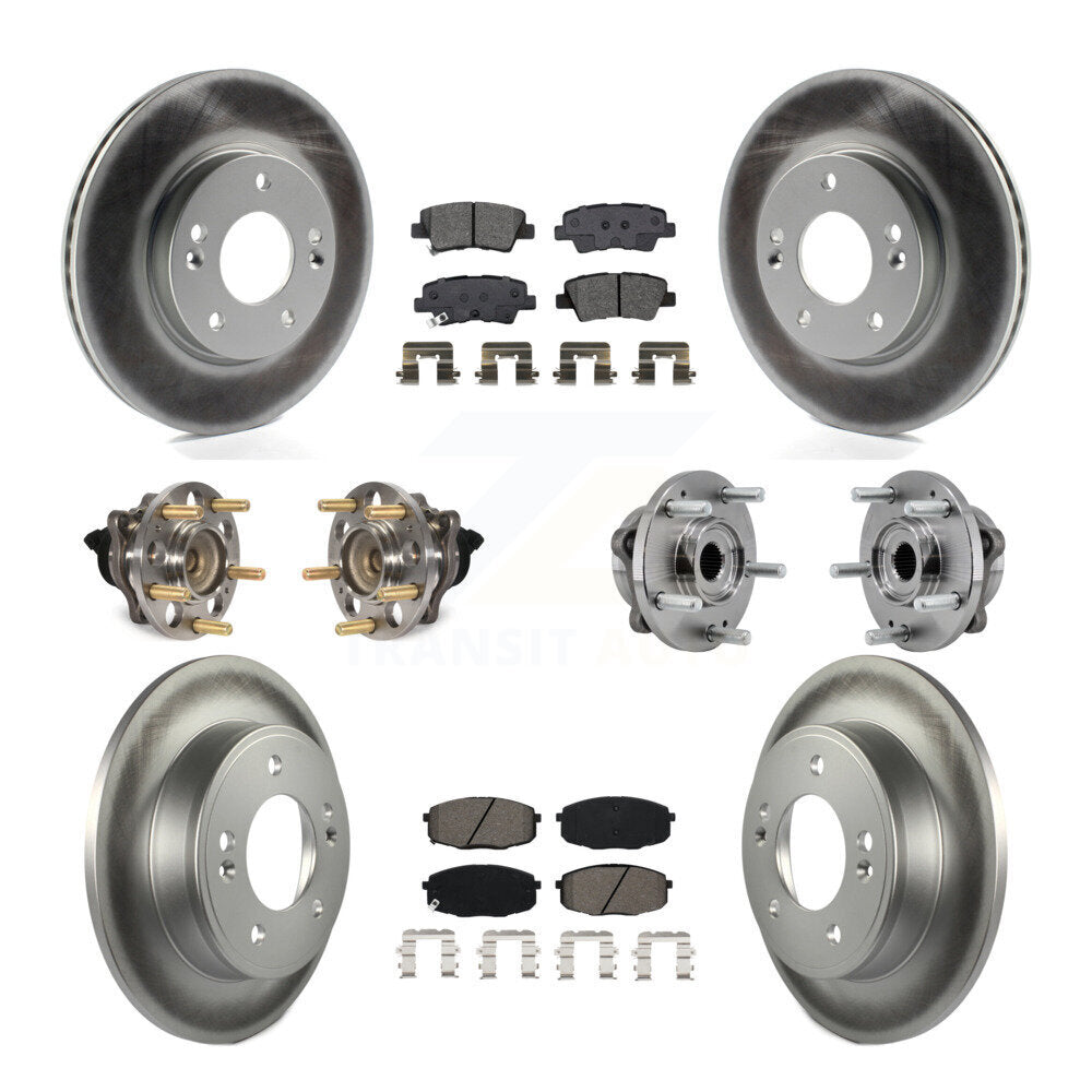 Front Rear Hub Bearing Coated Brake Rotor Pad Kit (10Pc) For Kia Soul Naturally Aspirated KBB-127372