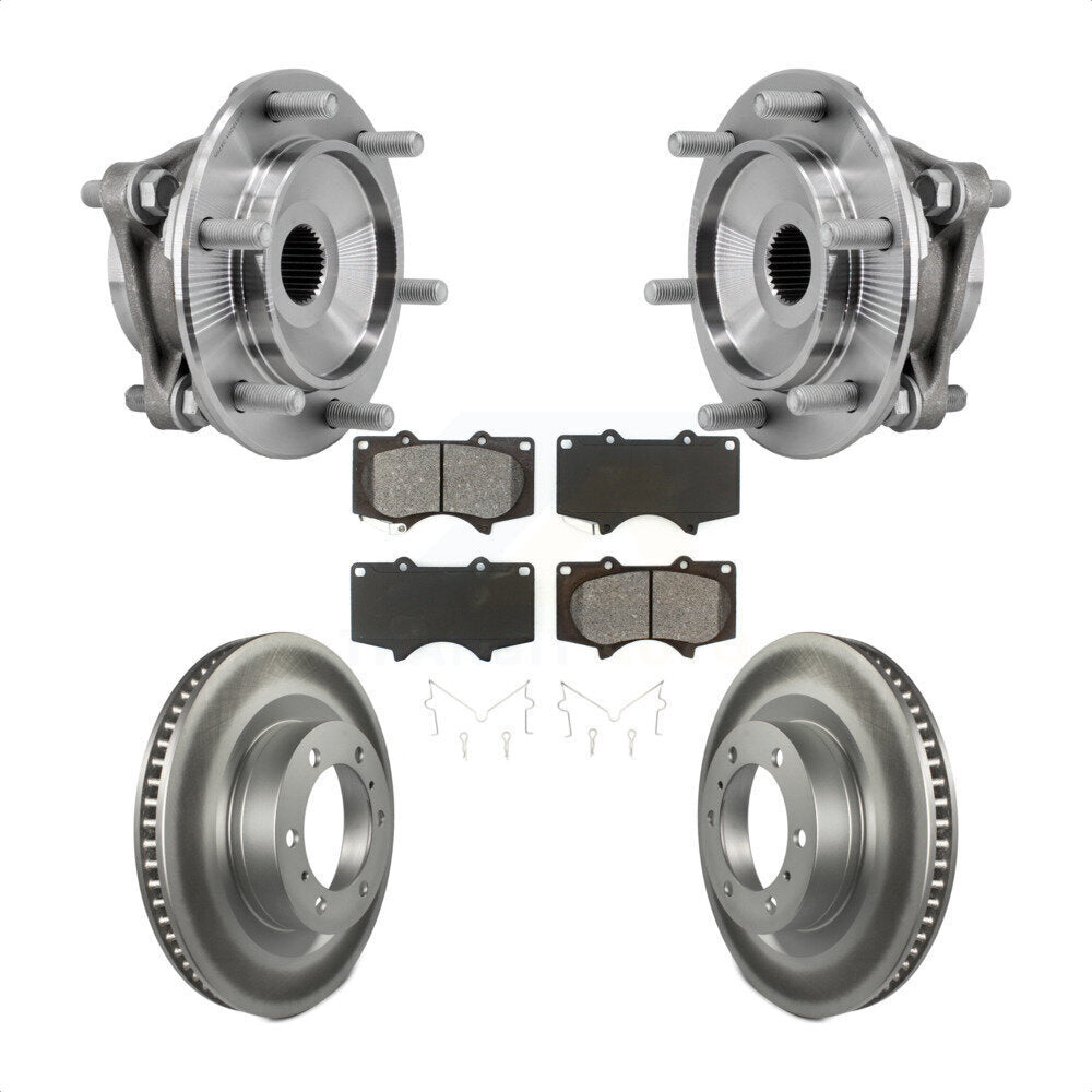 Front Hub Bearing Coated Brake Rotor And Pad Kit For 2010-2023 Toyota 4Runner Lexus GX460 KBB-127377
